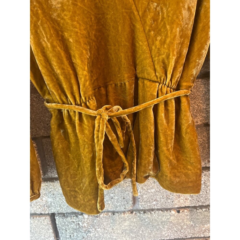 J. Crew Golden Velvet Wrap Blouse With Tie Waist Long Sleeves V-Neck Women’s Siz - Picture 6 of 8